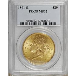 1891-S $20 MS62 PCGS