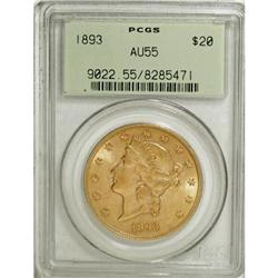 1893 $20 AU55 PCGS