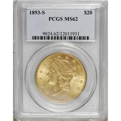 1893-S $20 MS62 PCGS