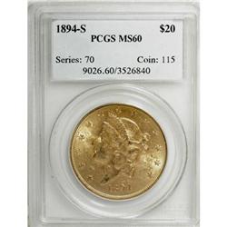 1894-S $20 MS60 PCGS
