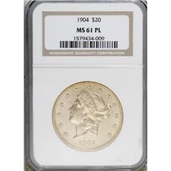 1904 $20 Prooflike MS61 NGC