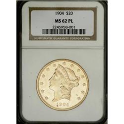 1904 $20 Prooflike MS62 NGC