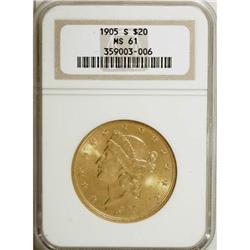 1905-S $20 MS61 NGC