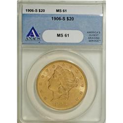 1906-S $20 MS61 ANACS