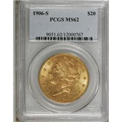1906-S $20 MS62 PCGS