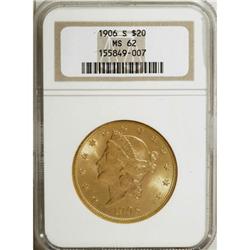 1906-S $20 MS62 NGC
