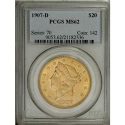 1907-D $20 MS62 PCGS
