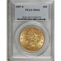 1907-S $20 MS62 PCGS