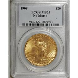 1908 $20 No Motto MS65 PCGS