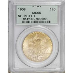 1908 $20 No Motto MS65 PCGS
