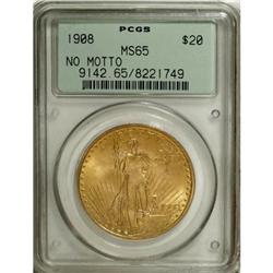 1908 $20 No Motto MS65 PCGS