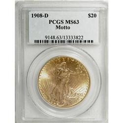 1908-D $20 Motto MS63 PCGS