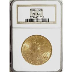 1910 $20 MS63 NGC