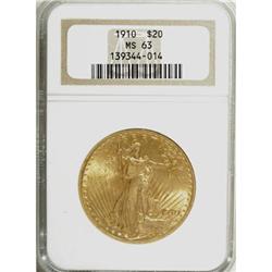 1910 $20 MS63 NGC