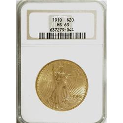 1910 $20 MS63 NGC
