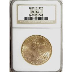 1910-D $20 MS63 NGC