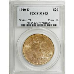 1910-D $20 MS63 PCGS