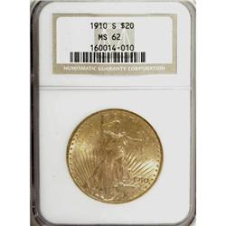 1910-S $20 MS62 NGC