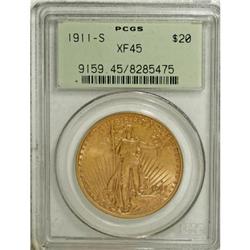 1911-S $20 XF45 PCGS