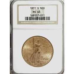 1911-S $20 MS63 NGC