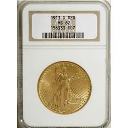 1913-D $20 MS62 NGC