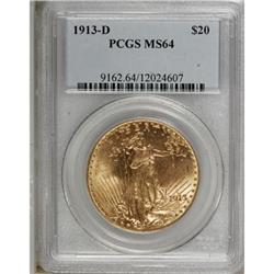 1913-D $20 MS64 PCGS