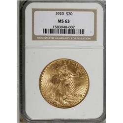 1920 $20 MS63 NGC
