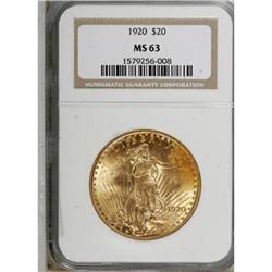 1920 $20 MS63 NGC