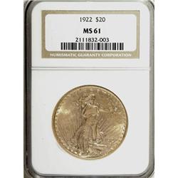 1922 $20 MS61 NGC