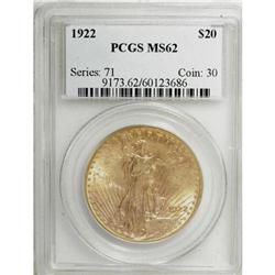 1922 $20 MS62 PCGS