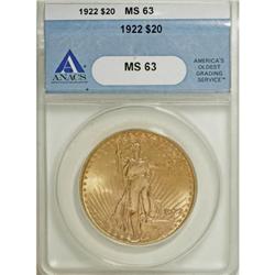 1922 $20 MS63 ANACS