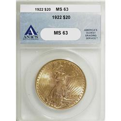 1922 $20 MS63 ANACS
