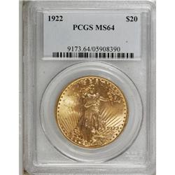 1922 $20 MS64 PCGS