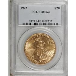 1922 $20 MS64 PCGS