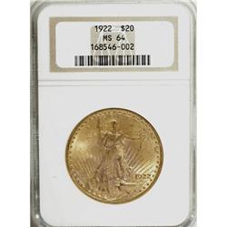 1922 $20 MS64 NGC