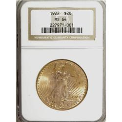 1922 $20 MS64 NGC