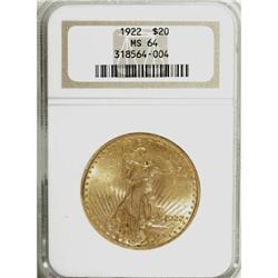 1922 $20 MS64 NGC