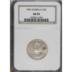 1893 25C Isabella Quarter AU55 NGC