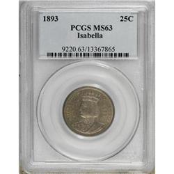 1893 25C Isabella Quarter MS63 PCGS