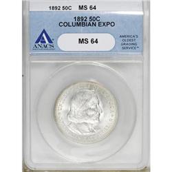 1892 50C Columbian MS64 ANACS