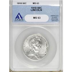 1918 50C Lincoln MS63 ANACS