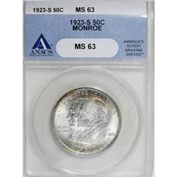 1923-S 50C Monroe MS63 ANACS