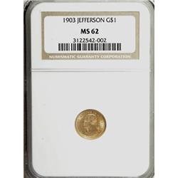 1903 G$1 Louisiana Purchase/Jefferson MS62 NGC