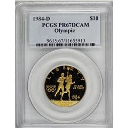 1984-D G$10 Olympic Gold Ten Dollar Deep Cameo PR67 PCG