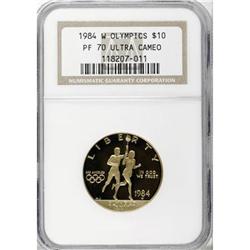 1984-W G$10 Olympic Gold Ten Dollar Deep Cameo PR70 NGC