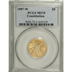 1987-W G$5 Constitution Gold Five Dollar MS70 PCGS