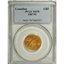 1987-W G$5 Constitution Gold Five Dollar MS70 PCGS