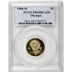 1988-W G$5 Olympic Gold Five Dollar Deep Cameo PR69 PCG