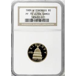 1989-W G$5 Congress Gold Five Dollar Deep Cameo PR70 NG