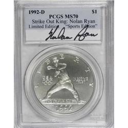 1992-D $1 Olympic Silver Dollar MS70 PCGS
